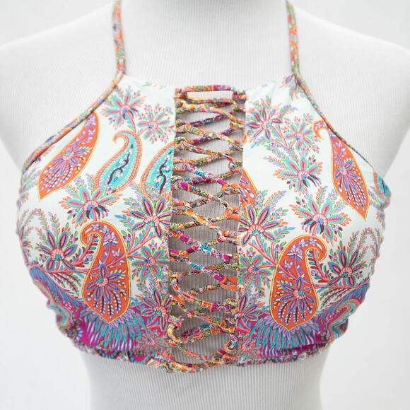 Nanette Lepore Gypsy Queen Paisley Halter Bikini Summer Beach Swimsuit Size M - Picture 4 of 10